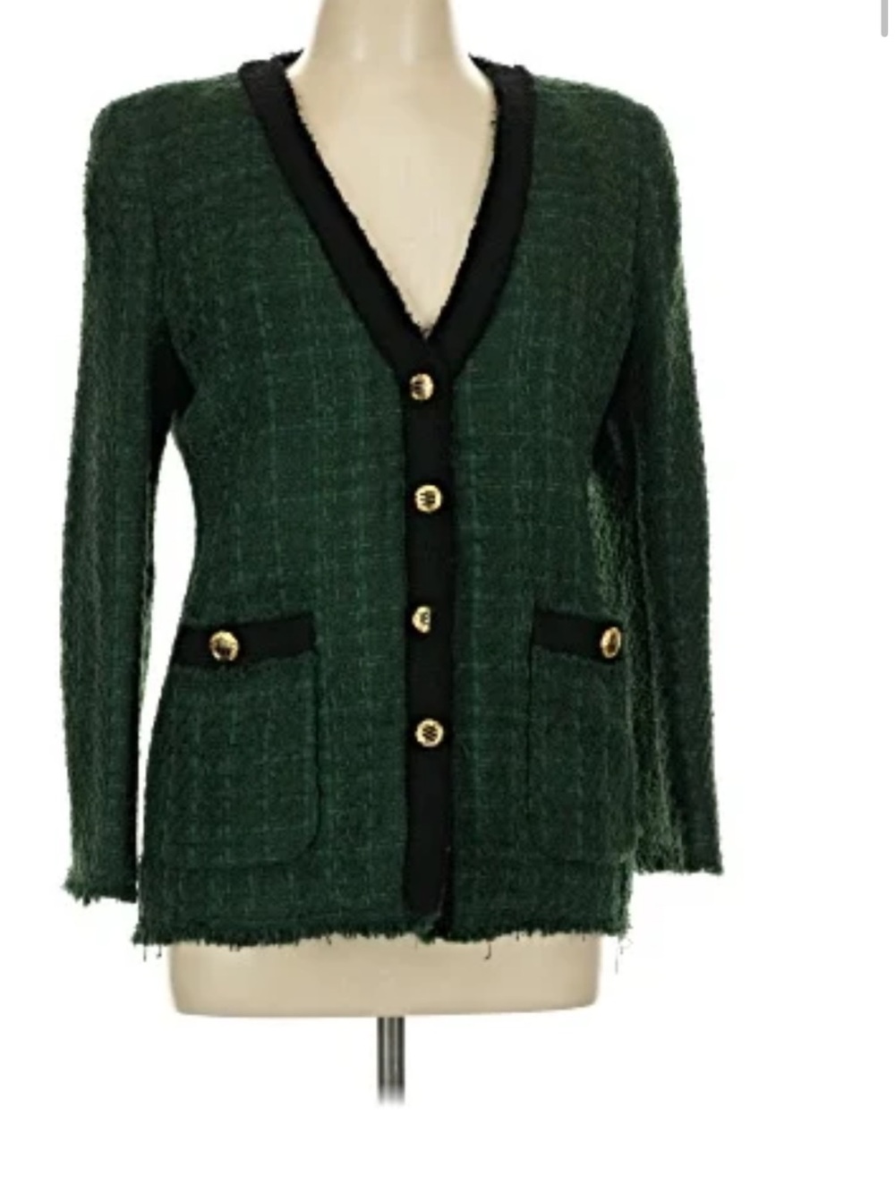Zara chic BLAZER jacket tweed blazer women size M Chanel style CC - Picture 2 of 16